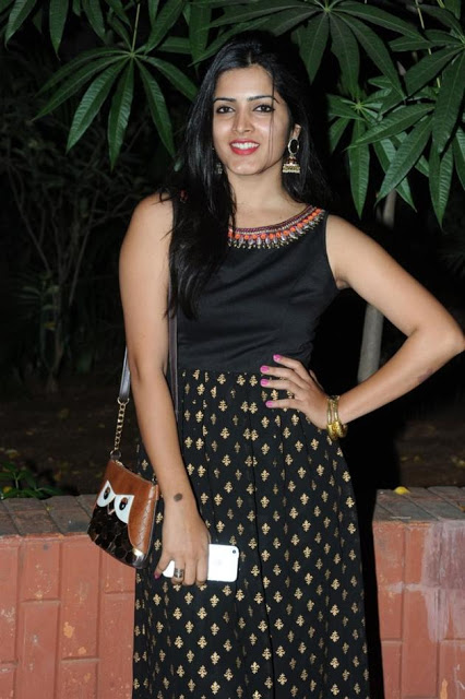 Pavani Gangireddy Long Hair In Sleeveless Black Dress 12